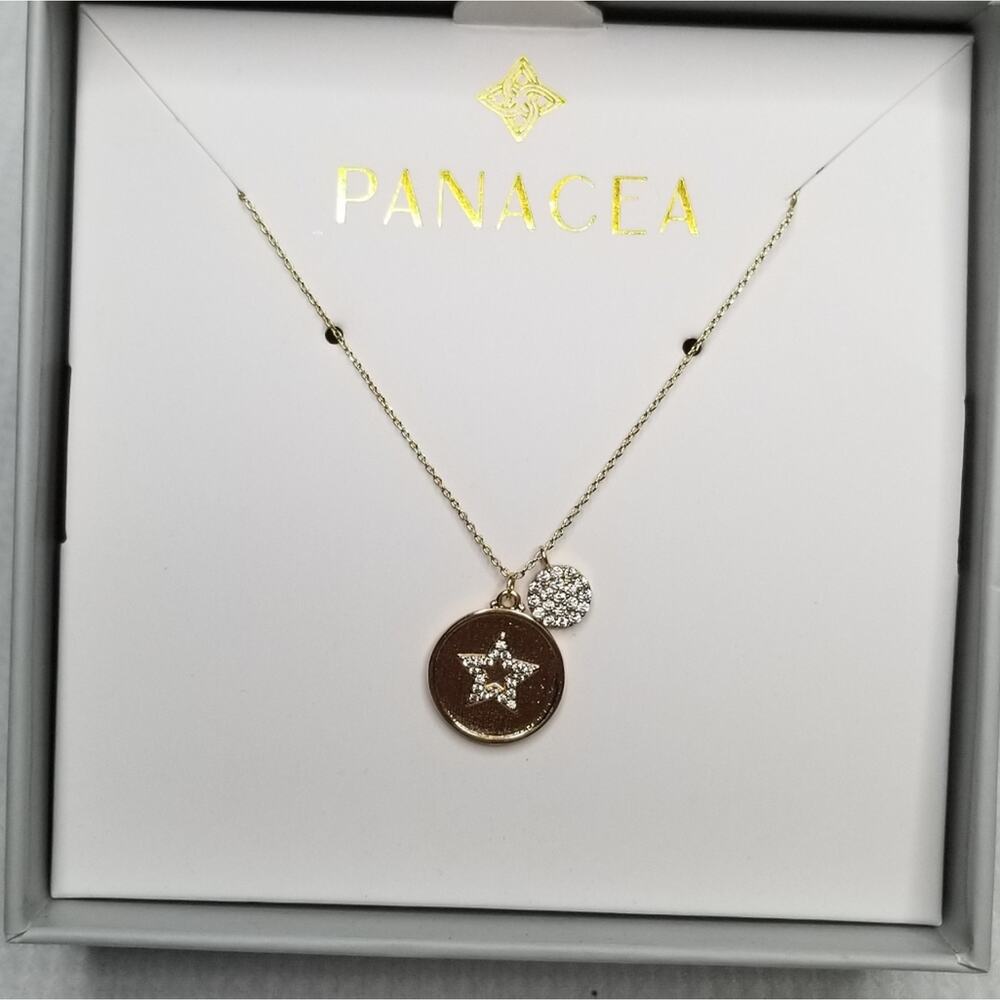 Panacea CZ Star Disc Charm Pendant Necklace